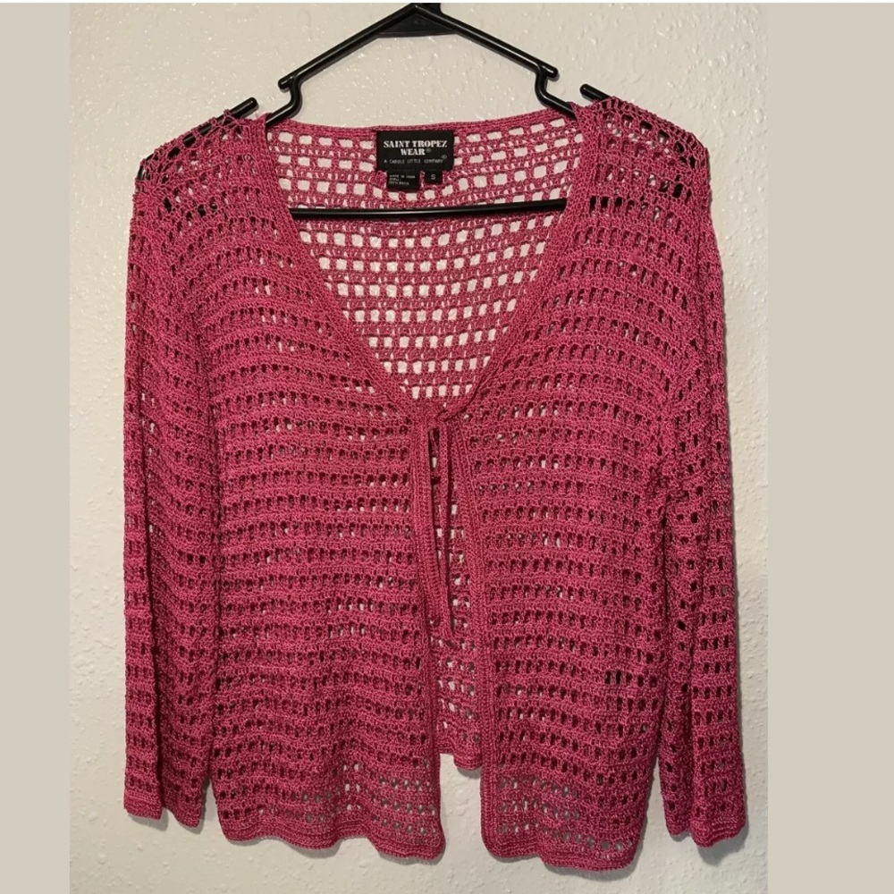 🩷 SAINT TROPEZ WEAR KNITTED OVER DRESS JACKET SIZE S Sweater